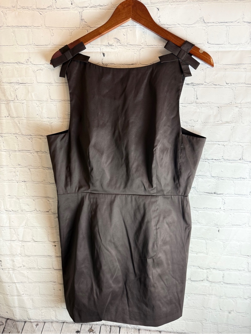 Gianni Bini Dark Brown Sleeveless Mini Dress with Bow Straps